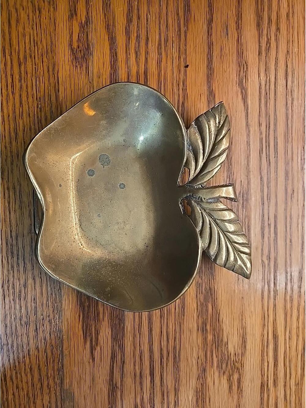 Brass Apple Trinket Dish 5 X 5 In